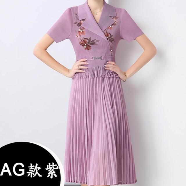 【K.W.】MOMO限定春夏季韓國三宅壓褶褶皺洋裝(壓褶/中大尺碼/修身/輕薄/小香風)