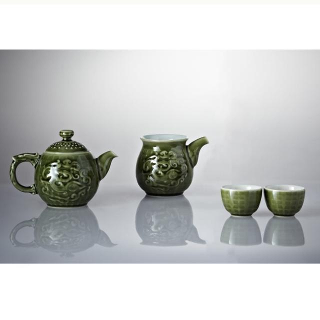 【乾唐軒】勢在必得茶具組 / 綠釉 /(一壺+六杯+茶海)