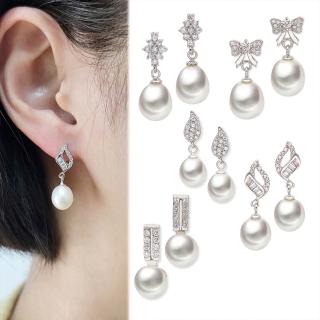【JR.L JEWELRY】天然珍珠 6-10MM 純銀925珍珠耳環(垂墜款系列A)