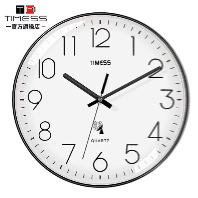 【timess旗艦店】掛鐘 客廳家用鐘表 掛墻時鐘 12英寸直徑30.5厘米(自動對時/電波鐘黑科技/預售15天)