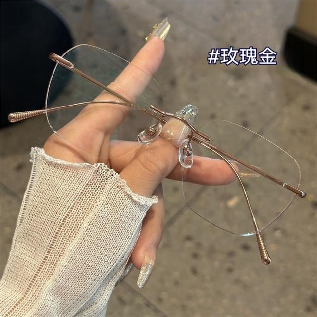 【LEESA】無框眼鏡\純鈦鏡框\百搭眼鏡\方框眼鏡\素顏眼鏡\眼鏡架\眼鏡框\眼鏡\無邊框眼鏡\