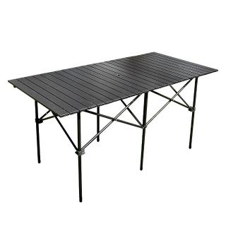 【TAS CAMP】鋁合金折疊蛋捲桌 140x70x70cm(鋁合金蛋捲桌 便攜露營桌 附贈收納袋 蛋捲桌)