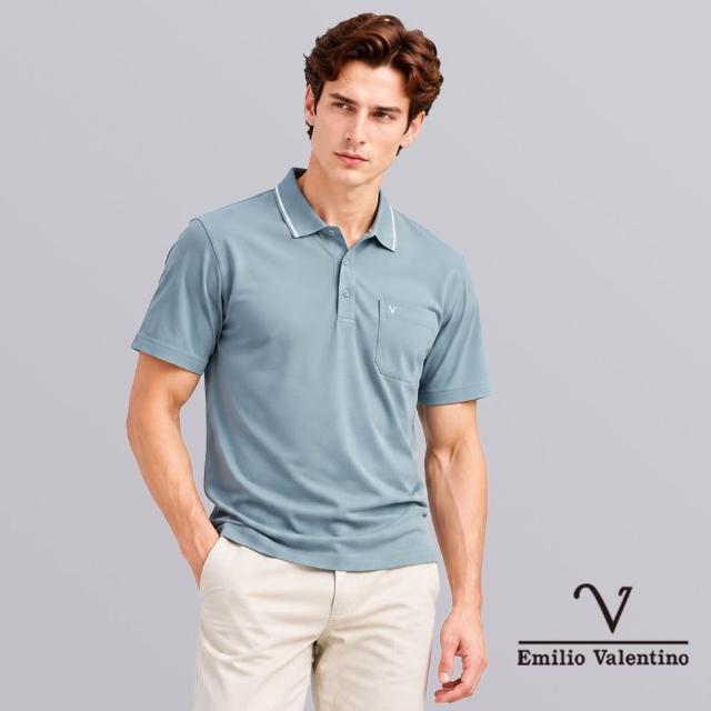 【Emilio Valentino 范倫鐵諾】男裝 短袖POLO衫/吸濕排汗/透氣親膚/彈力素色口袋男上衣 雙11限定(任選)
