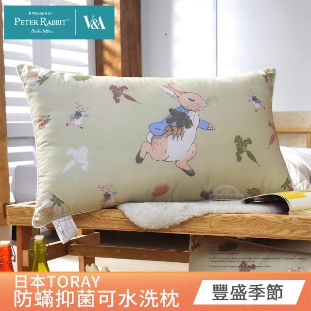 【PETER RABBIT 比得兔】日本TORAY防蟎抑菌可水洗枕-任選(2入/台灣製/抗菌枕/枕頭/比得兔與V&A博物館)