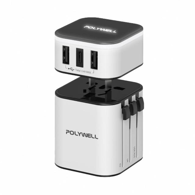 【POLYWELL】保固一年 多合一萬國轉接頭 100V~240V通用(旅行轉接頭 萬用轉接頭 旅用充電器)