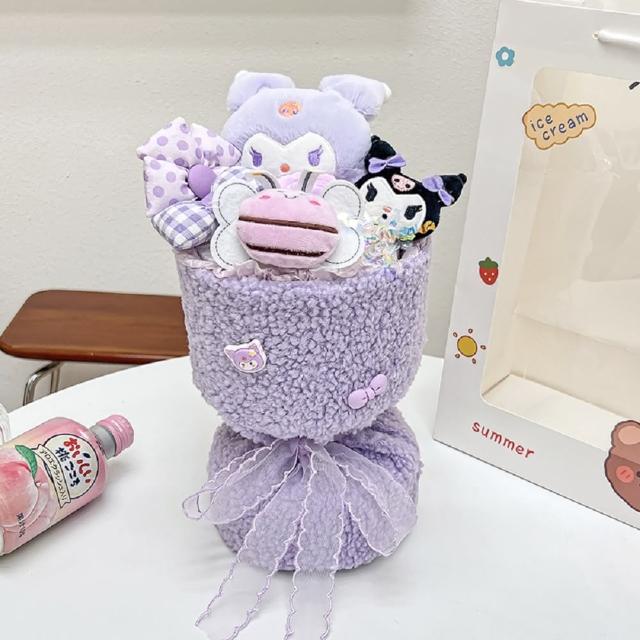 【天使愛美麗】卡通玩偶花束 創意可愛毛絨娃娃花束(畢業花束 公仔花束七夕生日 情人節 母親節禮物)