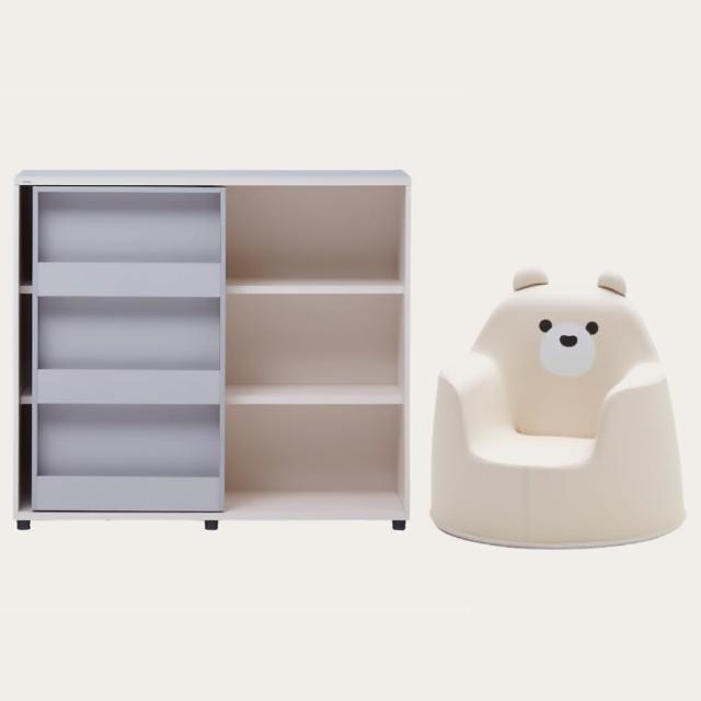 【iloom 怡倫家居】EDDI KIDS 滑軌雙層書架+ACO小沙發(兒童沙發 小沙發 書架 兒童書架 置物書架 書櫃)