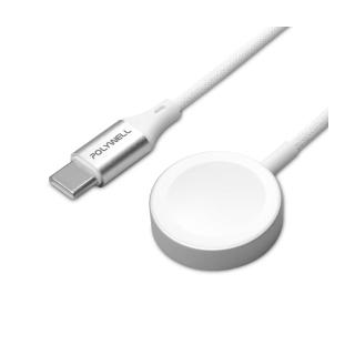 【POLYWELL】Type-C To Apple Watch 磁吸充電盤 編織線 /1M