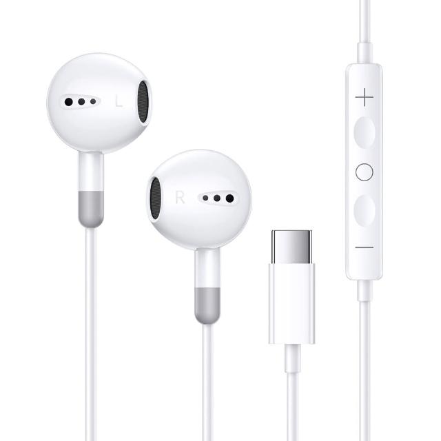 新版半入耳式耳機TYPE-C Lightning 3.5mm線控耳機USB-C雙耳降噪耳機(iphone 15/16適用)