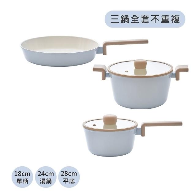 【NEOFLAM】NeoBear妞妞熊系列陶瓷塗層鍋具3鍋組(IH爐可用鍋/非鐵氟龍不沾塗層)