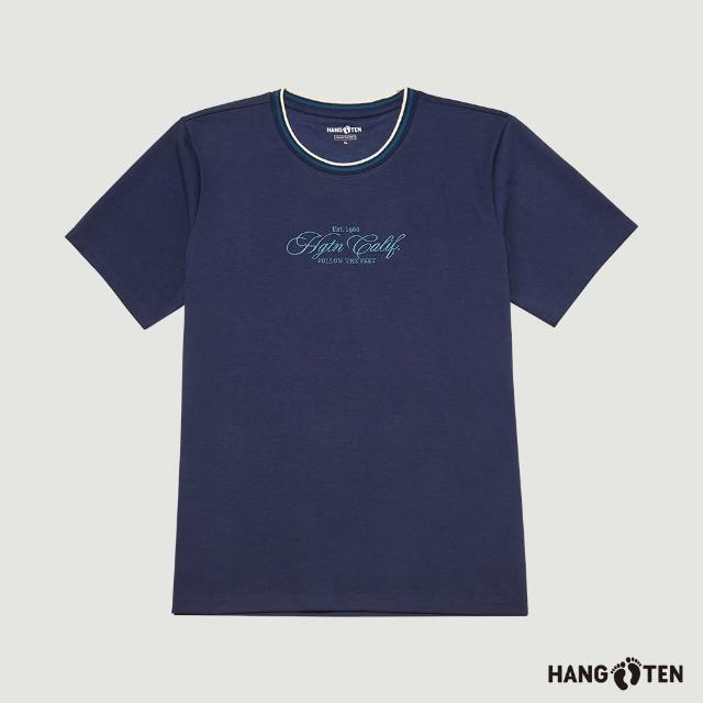 【Hang Ten】男裝-抗菌除臭領口織帶短袖T恤(多色選)