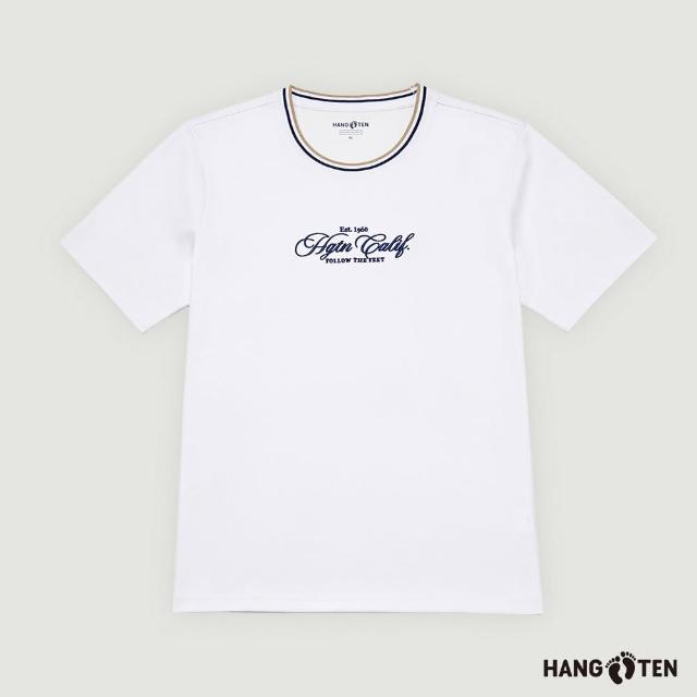 【Hang Ten】男裝-抗菌除臭領口織帶短袖T恤(多色選)