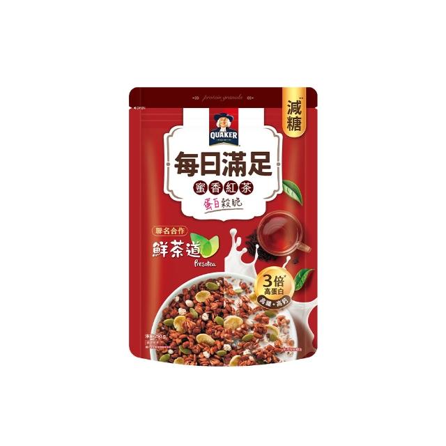 【QUAKER 桂格】每日滿足蛋白穀脆250g/袋-任選2袋(蜜香紅茶/海鹽焦糖/莓果派對/綜合水果/可可鮮莓)