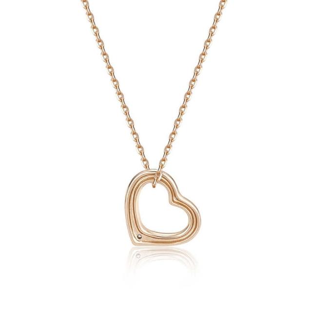 【鉅曜】永恆的愛玫瑰金鑽石項鍊(培育鑽石 銀S925  情人節禮物)