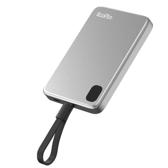 【KooPin】台灣製造 5000mAh 吸附式 Lightning自帶線快充行動電源(LT003-L)