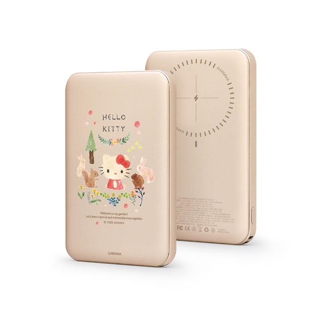 【GARMMA】Hello Kitty 磁吸超薄行動電源 IK-7CAF15 5000mAh 雙孔輸出/磁吸行動電源 18Wh(輕.薄.小)