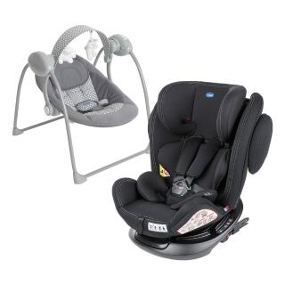 【Chicco 官方直營】Unico Plus 0123 Isofix安全汽座+Relax \u0026 Play電動音樂安撫嬰兒鞦韆(MOMO限定)