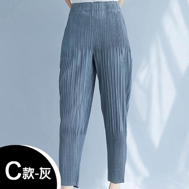 【K.W.】MOMO限搶新品三宅風褶皺褲夏季薄款上衣褲裙(中長裙 小香風 涼感褲 牛仔褲 輕薄 涼感裙)