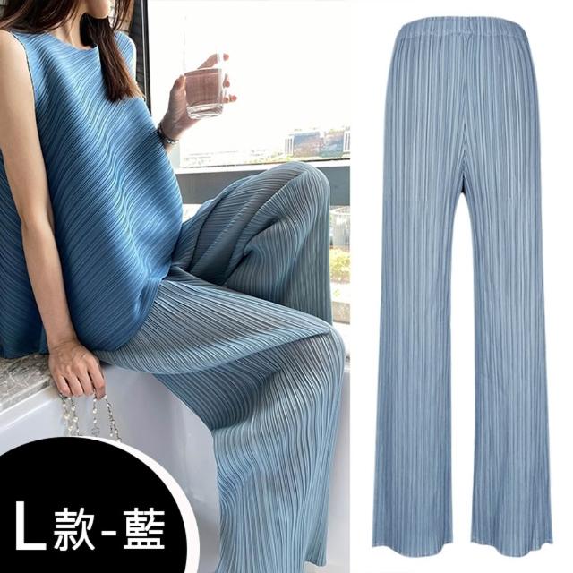 【K.W.】MOMO限搶新品三宅風褶皺褲夏季薄款上衣褲裙(中長裙 小香風 涼感褲 牛仔褲 輕薄 涼感裙)