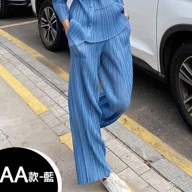 【K.W.】MOMO限定秋新品義式貴族Chill搭配三宅風皺褶摺衣中大尺碼外套/寛褲/裙(褶皺外套  風衣外套 寛褲 )