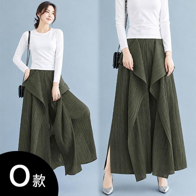 【K.W.】MOMO限定秋新品義式貴族Chill搭配三宅風皺褶摺衣中大尺碼外套/寛褲/裙(褶皺外套  風衣外套 寛褲 )