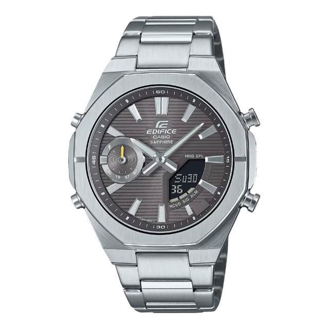 【CASIO 卡西歐】EDIFICE 雙顯男錶 藍芽連線 藍寶石水晶玻璃 超薄錶殼 防水100米(ECB-S10D-8A)