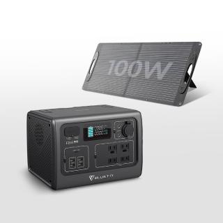 【BLUETTI】EB55 700W野獸級儲能電源+100W太陽能板(戶外行動電源／行動電站／移動電源／露營電源)
