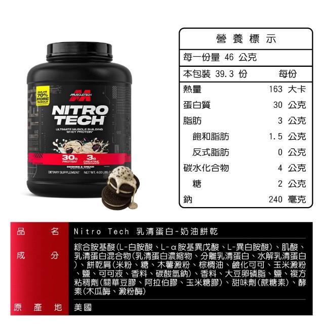 【Muscletech 肌肉科技】乳清蛋白4磅(多口味可選)
