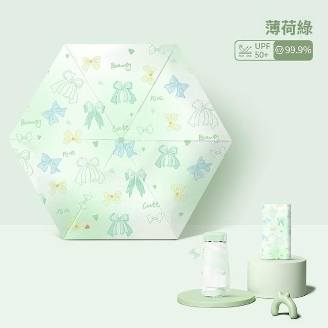 【TWBUY 台灣好購】清新圖案六折扁迷你傘 防曬傘 折疊口袋傘 便攜遮(質感圖案六折迷你傘)
