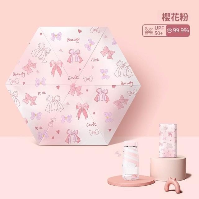 【TWBUY 台灣好購】清新圖案六折扁迷你傘 防曬傘 折疊口袋傘 便攜遮(質感圖案六折迷你傘)
