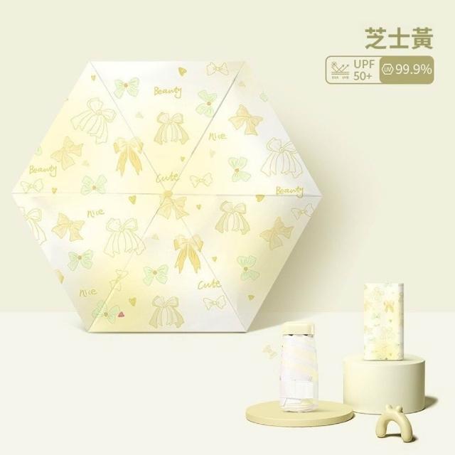 【TWBUY 台灣好購】清新圖案六折扁迷你傘 防曬傘 折疊口袋傘 便攜遮(質感圖案六折迷你傘)