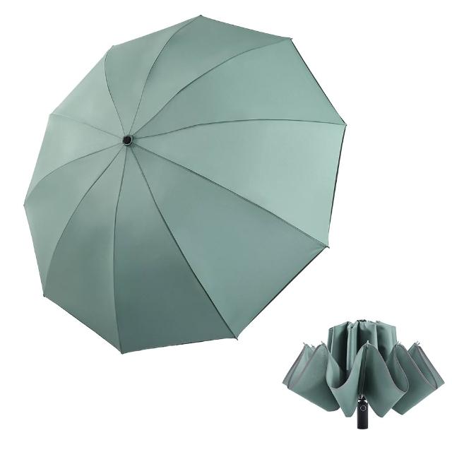 【雨傘王】2入組 10骨反向傘 折疊傘 超抗風傘骨 開車必備 反光邊條(BigPurple超值款無維修1)