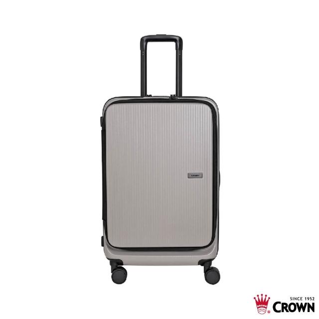 【CROWN 皇冠】DOPPIO 25吋 前開式霧面拉鍊 拉桿箱(行李箱/旅行箱/密碼鎖)