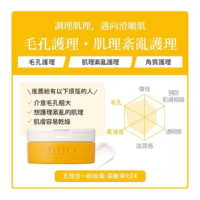 【DUO 麗優】全新升級-五效合一卸妝膏EX 90g兩入組(日本卸妝膏排行第一/洗後滋潤保濕/去黑頭粉刺)