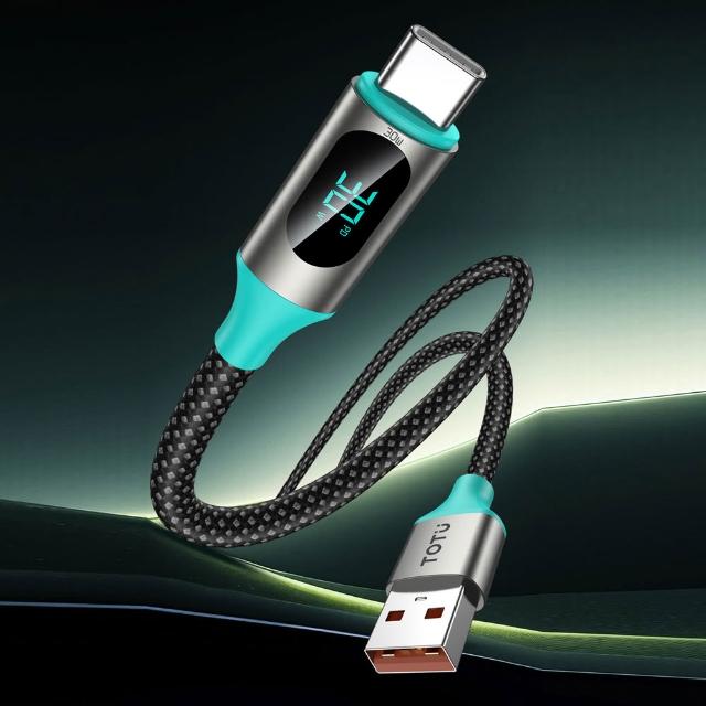 【TOTU】智能數顯 Type-C快充充電傳輸編織線 QC4.0 LED FastPro系列 1.2M 支援iPhone17/安卓/手機