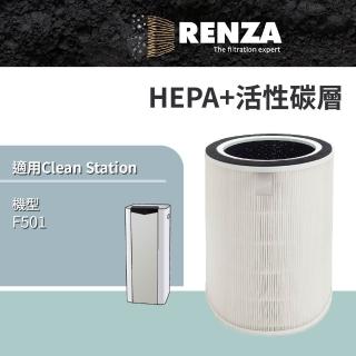 【RENZA】適用 Clean Station 克立淨 F501 全時守護空氣清淨機(HEPA濾網+活性碳濾網 濾芯 濾心)