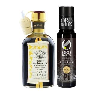【La Vecchia Dispensa 典釀】巴薩米克醋十年250ml+皇嘉特級冷壓初榨橄欖油100ml(臻選油醋組 佐餐好風味)