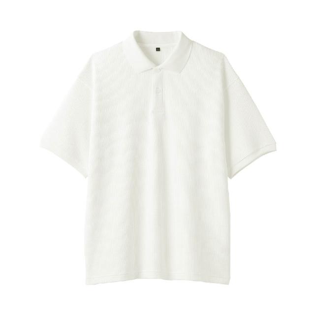【MUJI 無印良品】男速乾鬆餅紋短袖POLO衫(柔白 灰銀 黑色 淺藍)