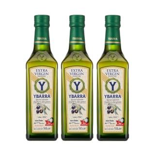 【YBARRA】益百萊 100%特級冷壓初榨橄欖油500mlx3 (生飲入門款0.26%酸價/玻璃瓶裝/端午送禮)