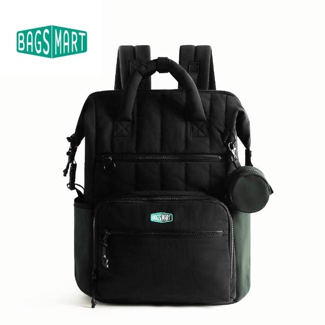 【BAGSMART】大容量 防潑水 多功能媽媽包 絎縫設計(後背包 手提包 雙肩包 登機 登山)