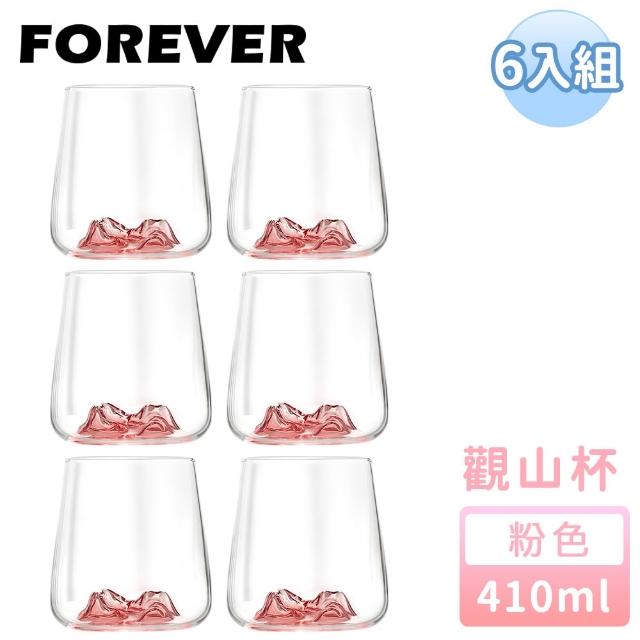 【日本FOREVER】日式酒杯/玻璃杯/秋名山杯/觀山玻璃杯/威士忌杯410ML(6入組)