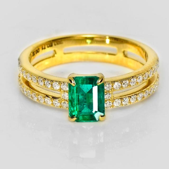 【似曾國際珠寶】庫存出清價 現貨 IGI 18K金 0.71克拉 Emerald Cut 天然贊比亞祖母綠戒指