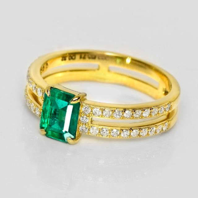 【似曾國際珠寶】庫存出清價 現貨 IGI 18K金 0.71克拉 Emerald Cut 天然贊比亞祖母綠戒指