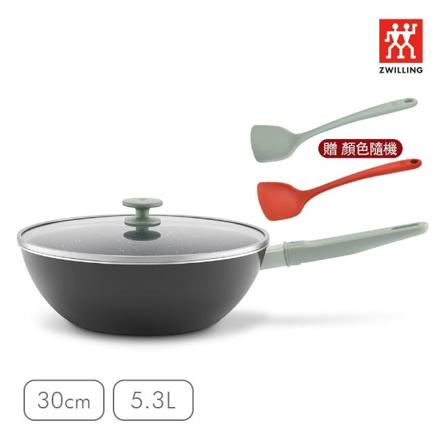 【ZWILLING 德國雙人】NOW PLUS Ⅱ 黑曜鍋2.0不沾鍋炒鍋30cm-2色任選/附矽膠鏟(德國雙人牌集團官方直營)