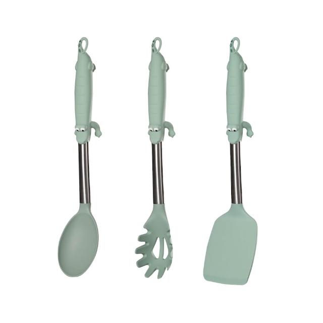 【Bone 蹦克】不沾鍋造型立掛廚具3件組 (送禮推薦/鍋鏟/湯杓/漏杓/食品級耐高溫)