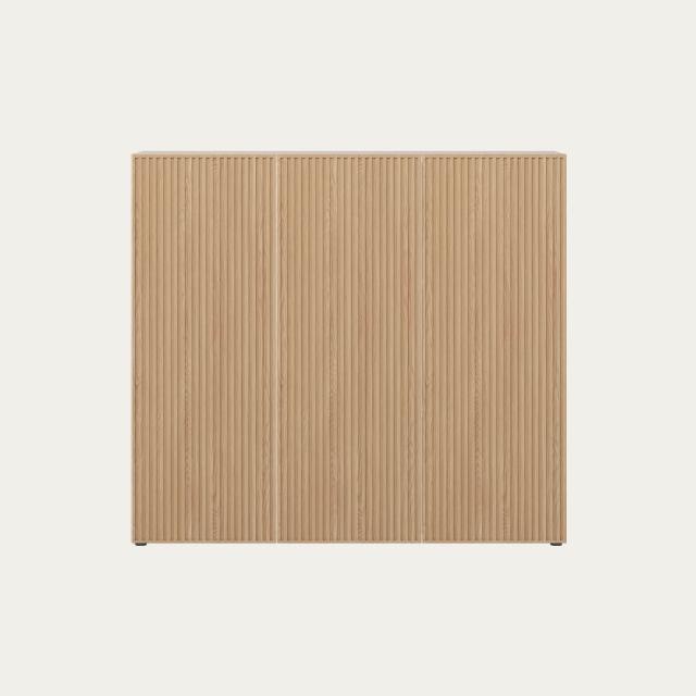 【iloom 怡倫家居】MONIS W 1200型三層收納櫃 框架/木紋門板(書櫃 書架 玄關櫃 櫃子 收納櫃 置物櫃 三層櫃)