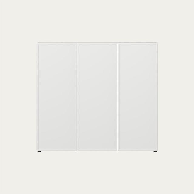 【iloom 怡倫家居】MONIS W 1200型三層收納櫃 框架/木紋門板(書櫃 書架 玄關櫃 櫃子 收納櫃 置物櫃 三層櫃)