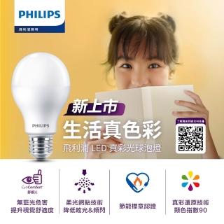 【Philips 飛利浦】15W LED真彩光燈泡 E27燈泡 3000K/4000K/6500K 單入(省電燈泡 LED燈泡 燈飾照明)