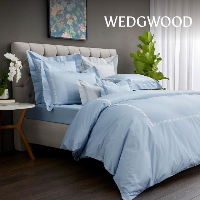 【WEDGWOOD】純棉刺繡 薄被套床包枕套四件組(加大任選｜60支300織)
