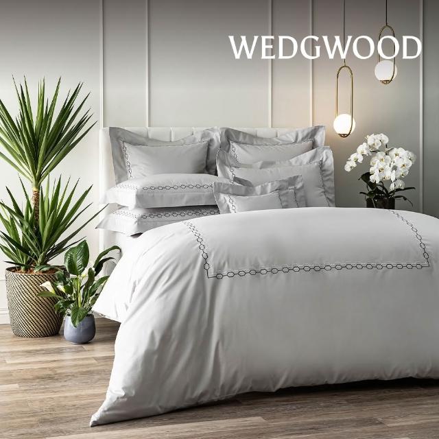 【WEDGWOOD】純棉刺繡 薄被套床包枕套四件組(特大任選｜60支300織)